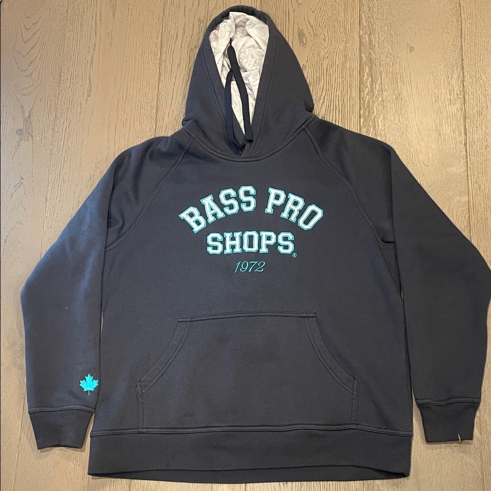 Bass Pro Shops Dark Hoodie with Teal Accents